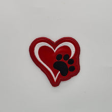 Load image into Gallery viewer, Embroidered Vinyl Iron Patch Heart and Paw