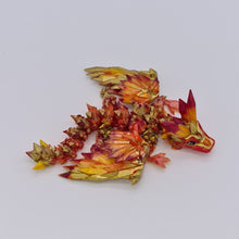 Load image into Gallery viewer, Red Gold 3d Printed UV Resin Tiny Articulated Crystalwing Dragon