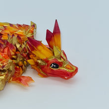 Load image into Gallery viewer, Red Gold 3d Printed UV Resin Tiny Articulated Crystalwing Dragon