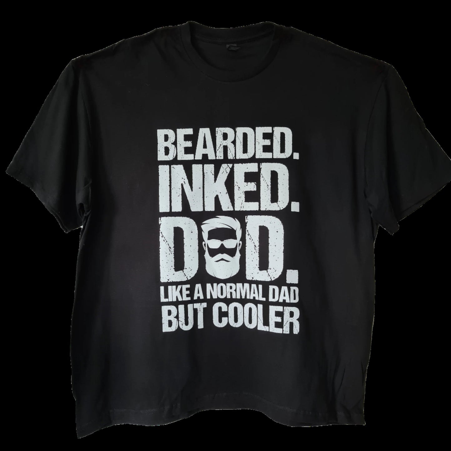 Adult Bearded Inked Dad Print Black Short Sleeve Tee