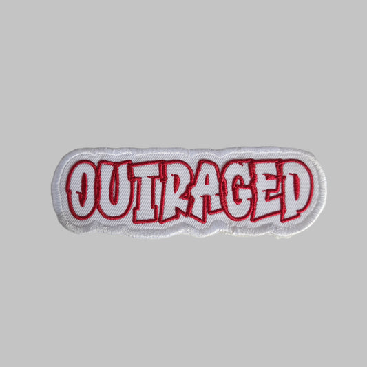 Embroidered Cloth Iron On 'Outraged' Patch