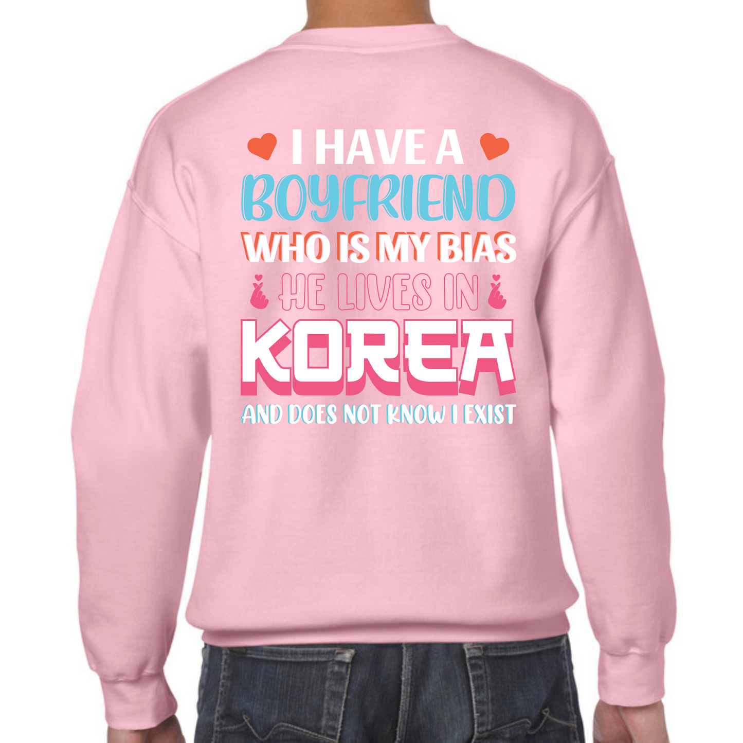 DTF Print "Korean Boyfriend" K-pop Pink Jumper