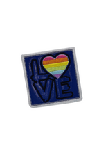 Load image into Gallery viewer, Embroidered Vinyl Iron On Square Patch Love Rainbow