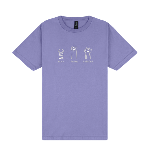 Rock Paper Scissors Paws - Embroidered Slogan T-Shirt