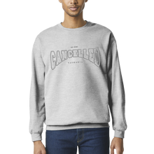 Load image into Gallery viewer, "Cancelled" Sports Grey Jumper – Passive-Aggressive Cosy Energy