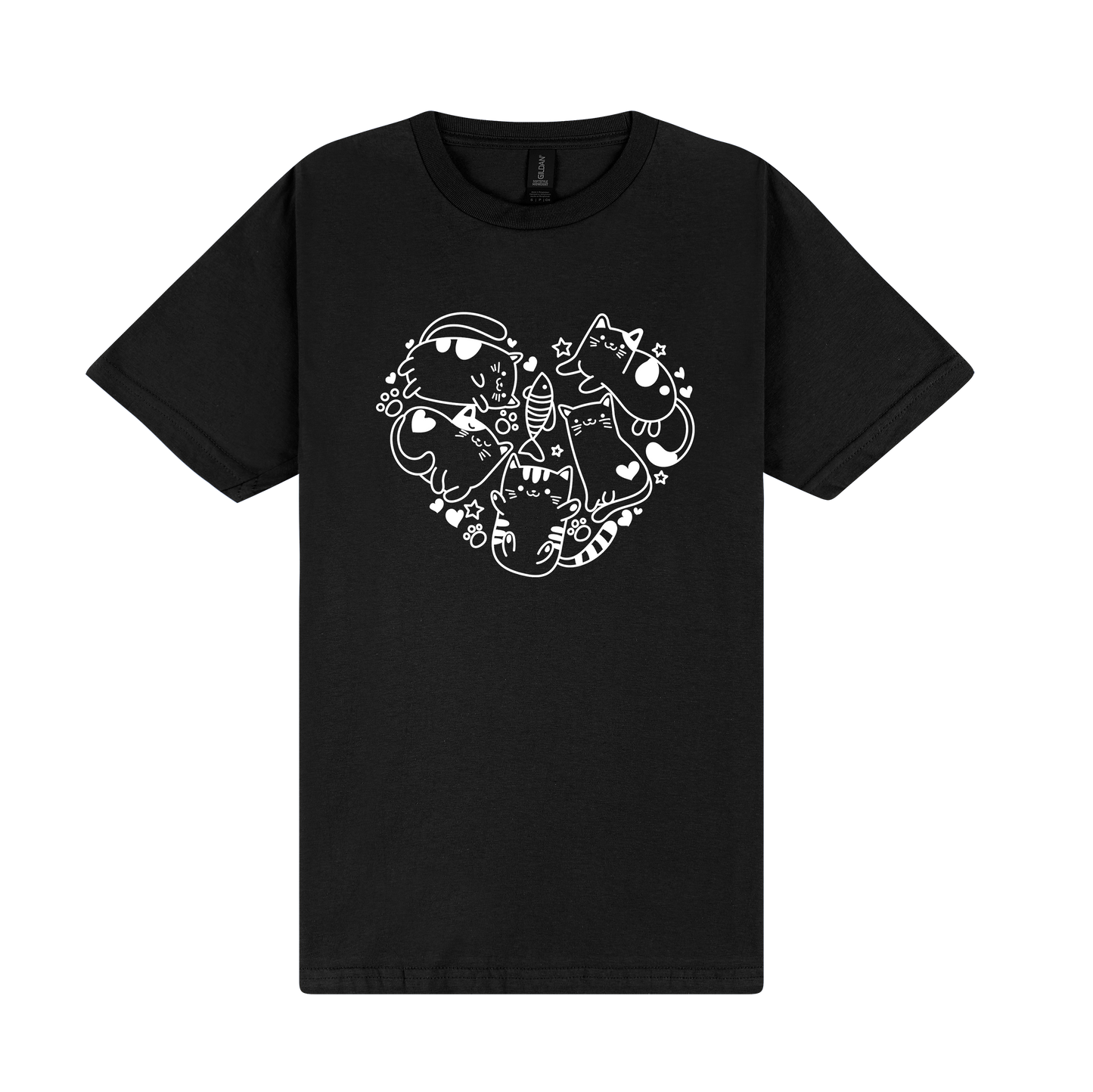 Cute Cat Heart - DTF Print Slogan T-Shirt