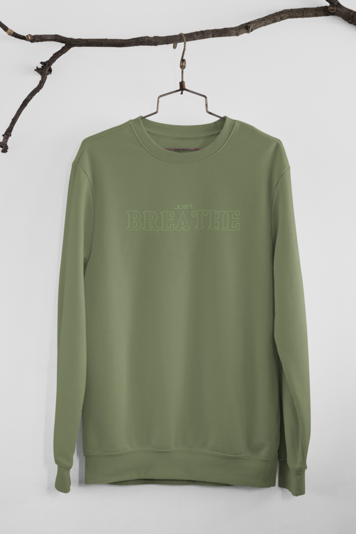 Just Breathe Embroidered Gildan Jumper - Wear Your Mood