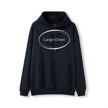 Load image into Gallery viewer, Black hoodie with 'Large Chest' text on a white background