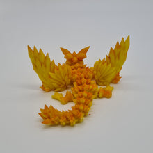Load image into Gallery viewer, Cinderwing Yellow 3d Printed UV Resin Tiny Articulated Crystalwing Dragon