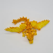 Load image into Gallery viewer, Cinderwing Yellow 3d Printed UV Resin Tiny Articulated Crystalwing Dragon