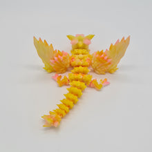 Load image into Gallery viewer, Yellow 3d Printed UV Resin Tiny Articulated Crystalwing Dragon