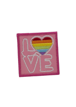 Load image into Gallery viewer, Embroidered Vinyl Iron On Square Patch Love Rainbow
