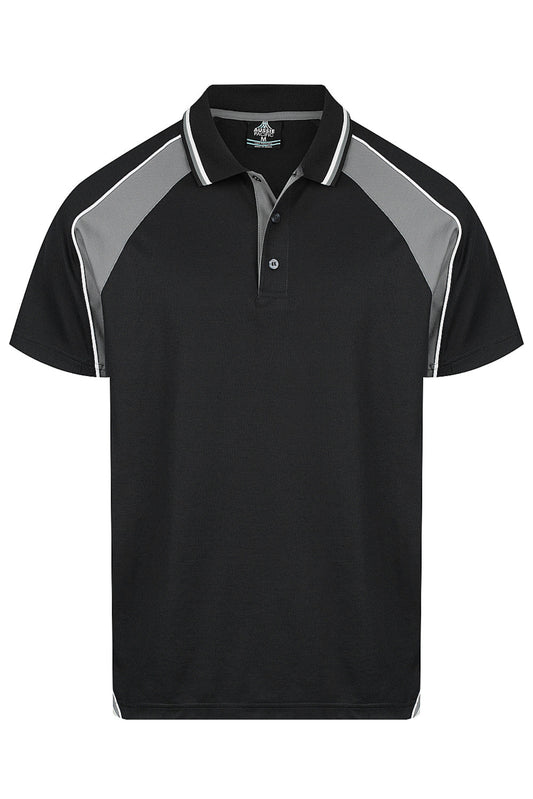 Black and gray polo shirt on a white background