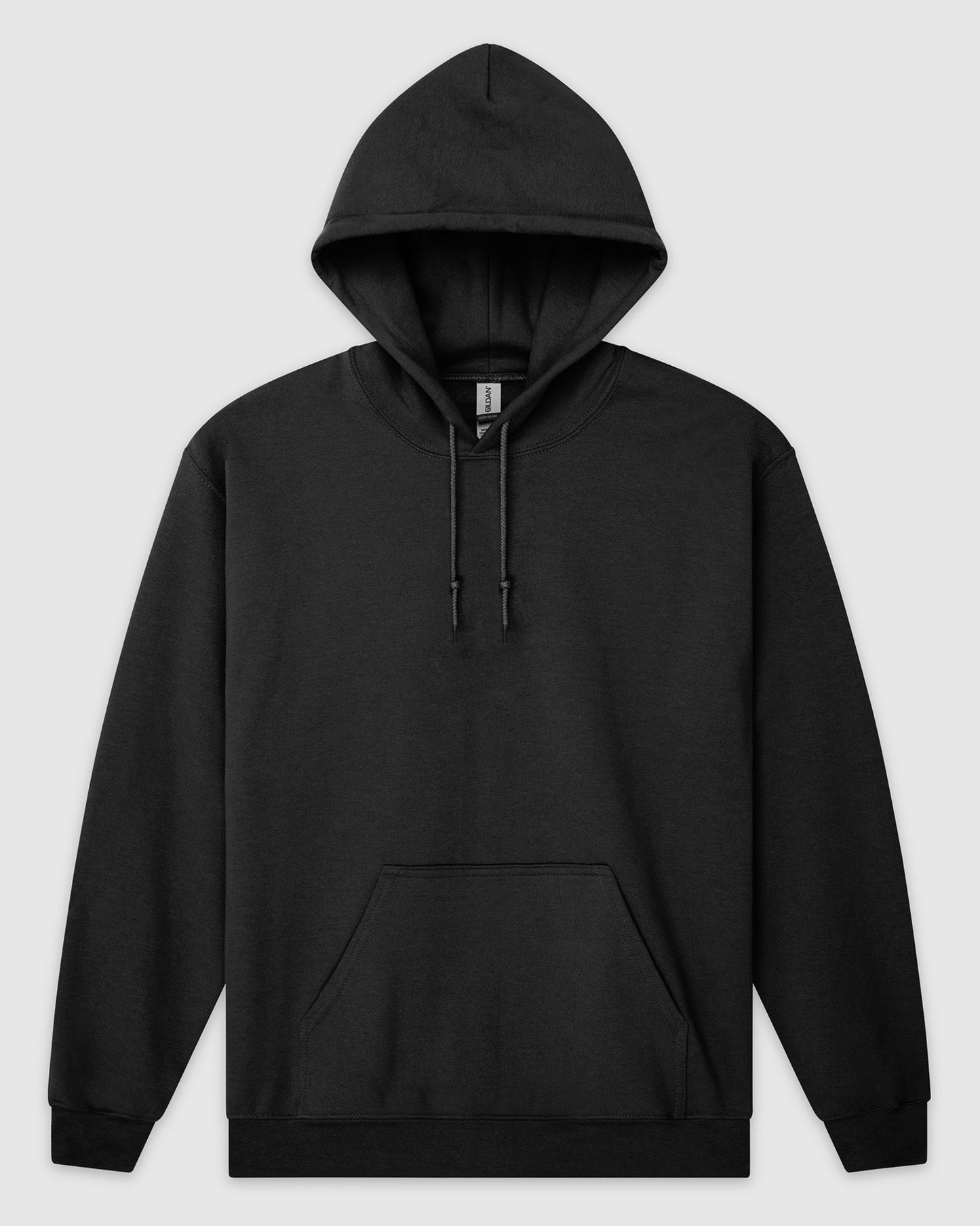 Black hoodie on a light gray background