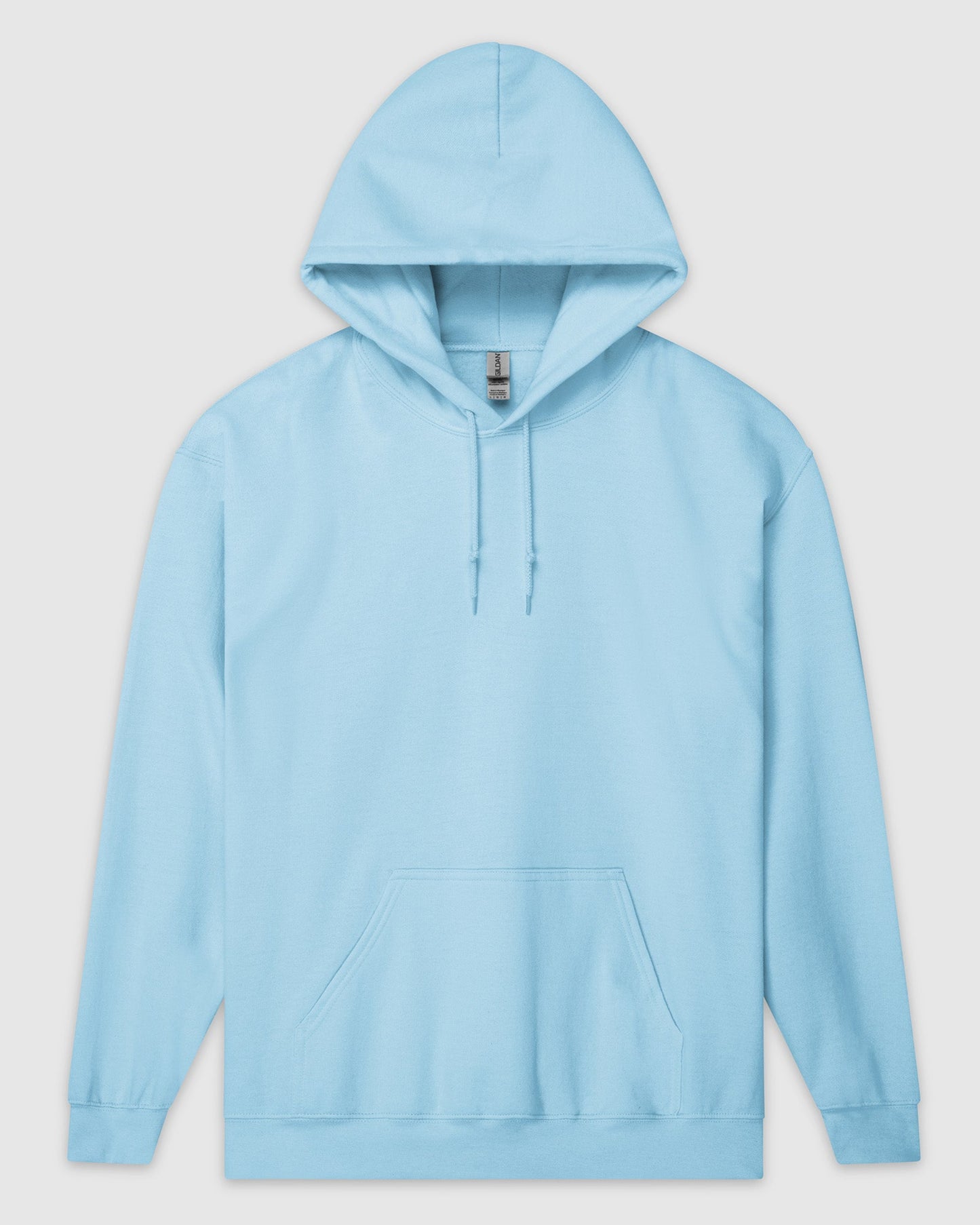 Light blue hoodie on a light gray background