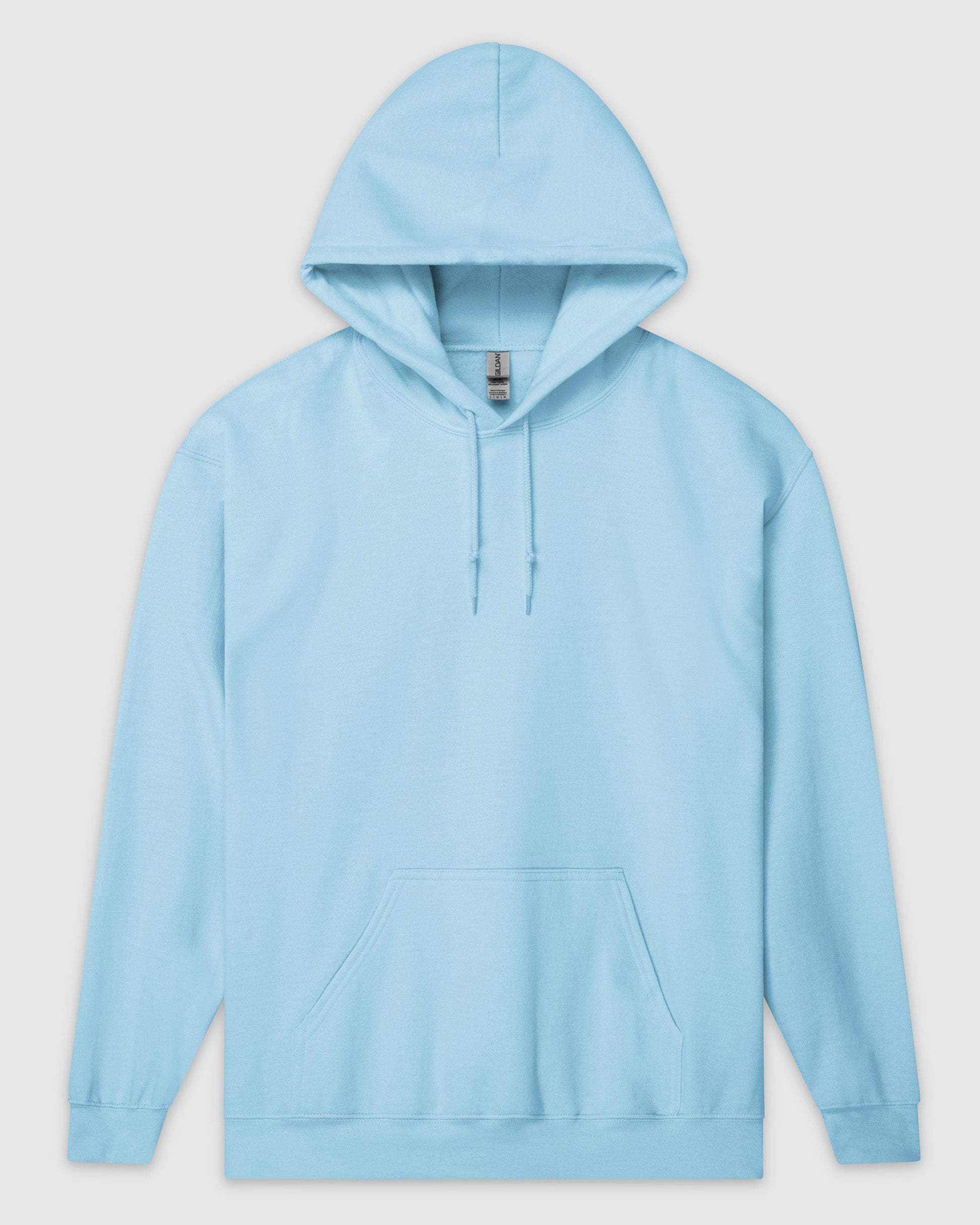 Light blue hoodie on a light gray background