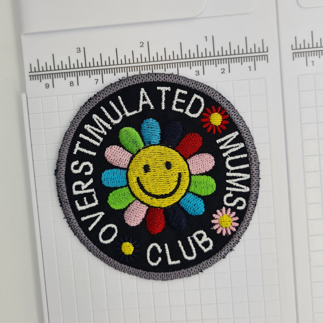 Overstimulated Mums Club Iron On Cloth Patch Large