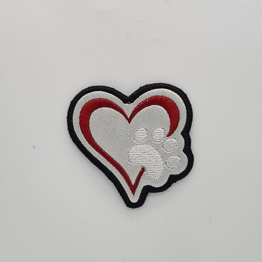 Embroidered Vinyl Iron Patch Heart and Paw