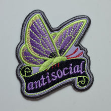 Load image into Gallery viewer, Embroidered Large Size Antisocial Butterfly Iron On Patch
