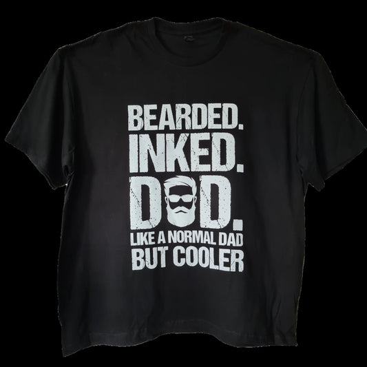 Adult Bearded Inked Dad Print Black Short Sleeve Tee