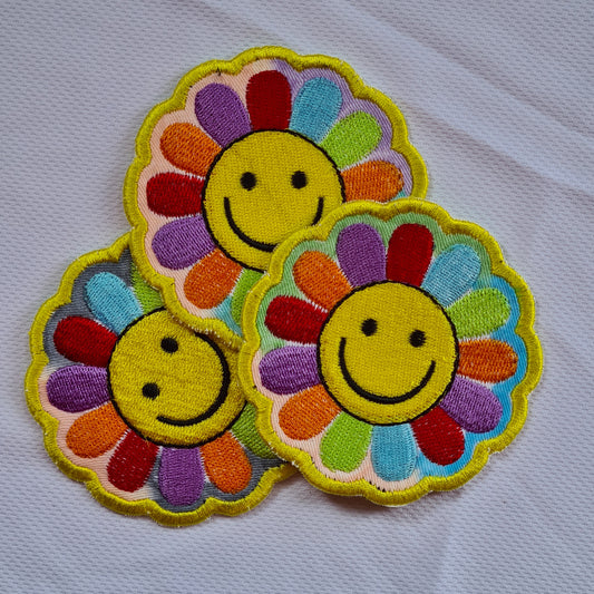 Embroidered Iron On Flower Cloth Patch Large