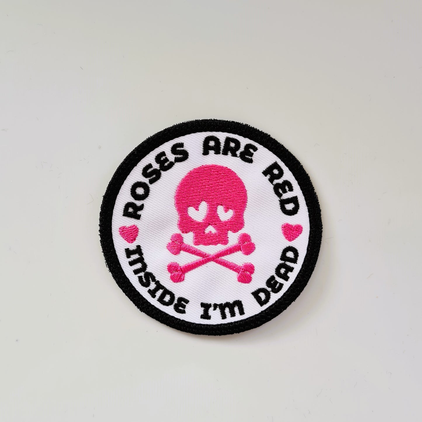 Embroidered Iron On Vinyl Large Patch Anti Valentine's Skull