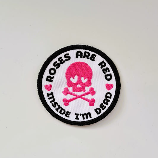 Embroidered Iron On Vinyl Large Patch Anti Valentine's Skull