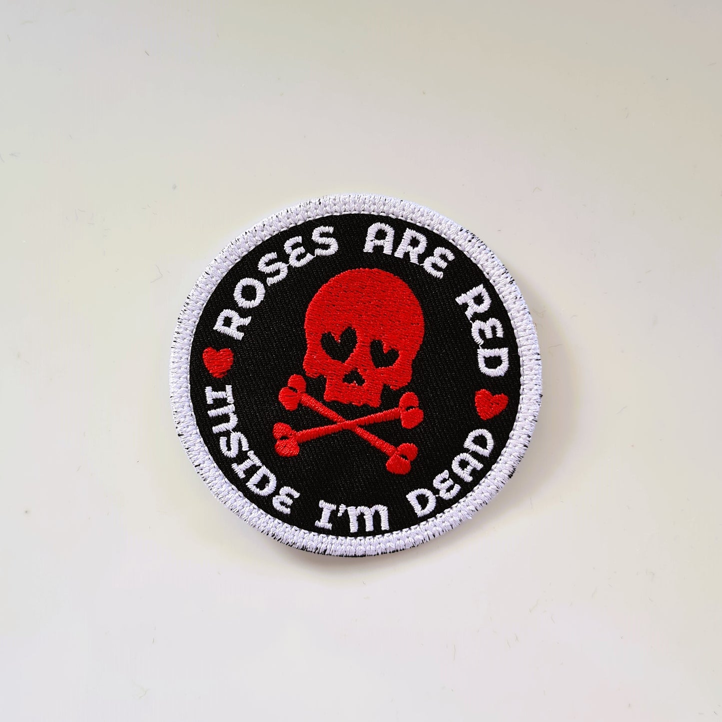 Embroidered Iron On Vinyl Large Patch Anti Valentine's Skull