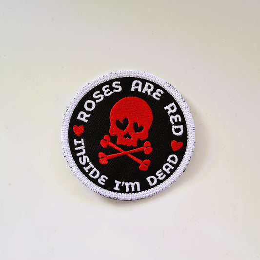 Embroidered Iron On Vinyl Large Patch Anti Valentine's Skull