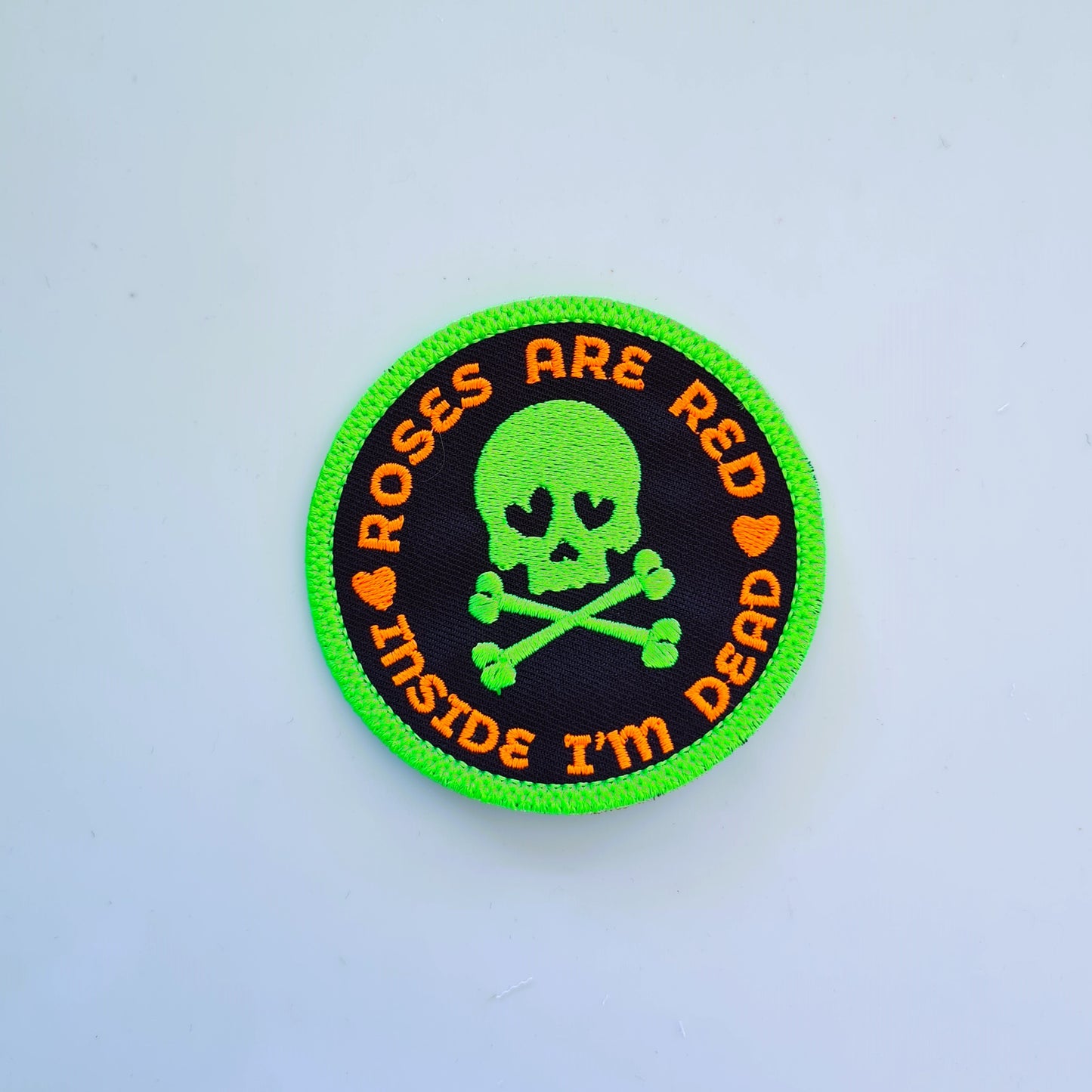 Embroidered Iron On Vinyl Large Patch Anti Valentine's Skull