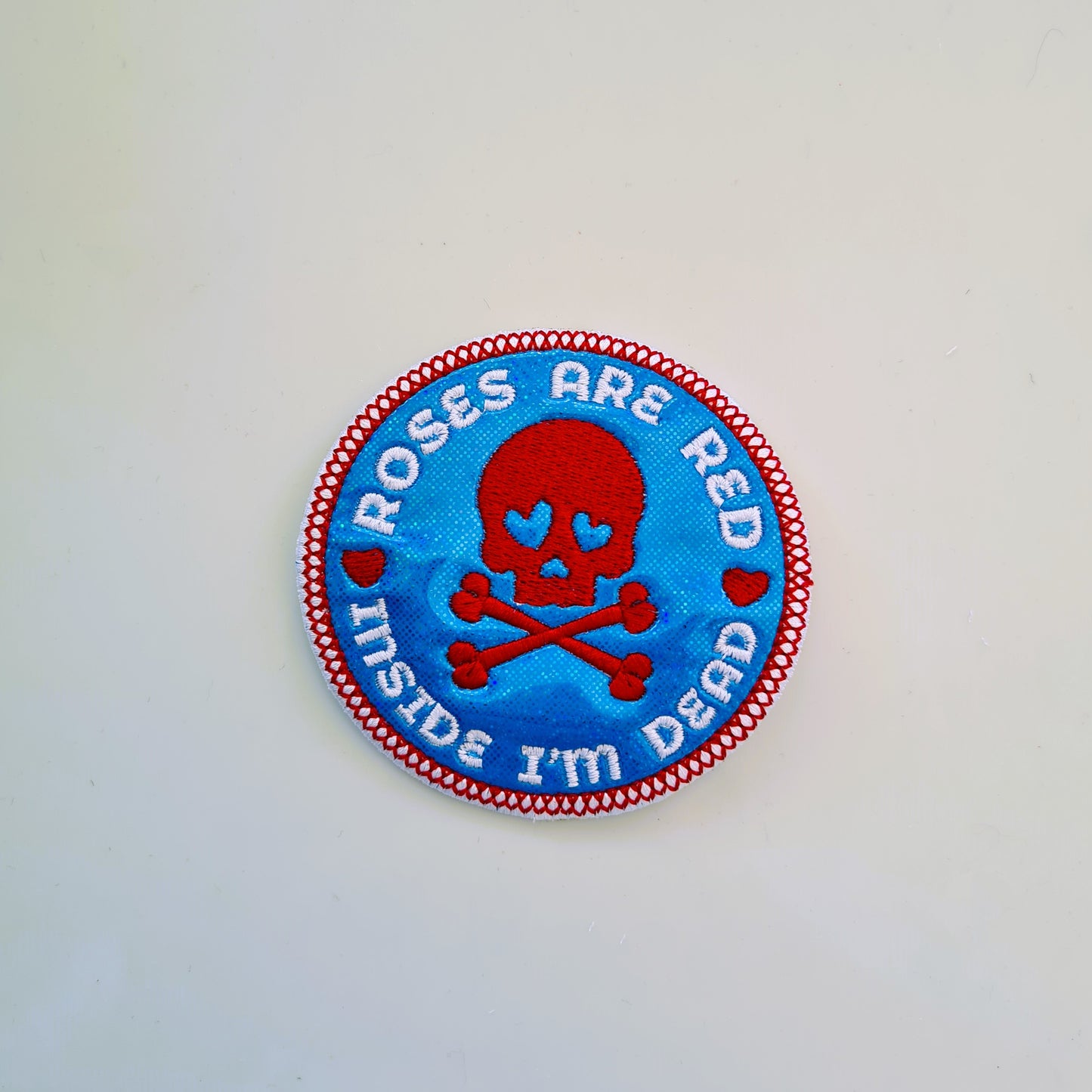 Embroidered Iron On Vinyl Large Patch Anti Valentine's Skull