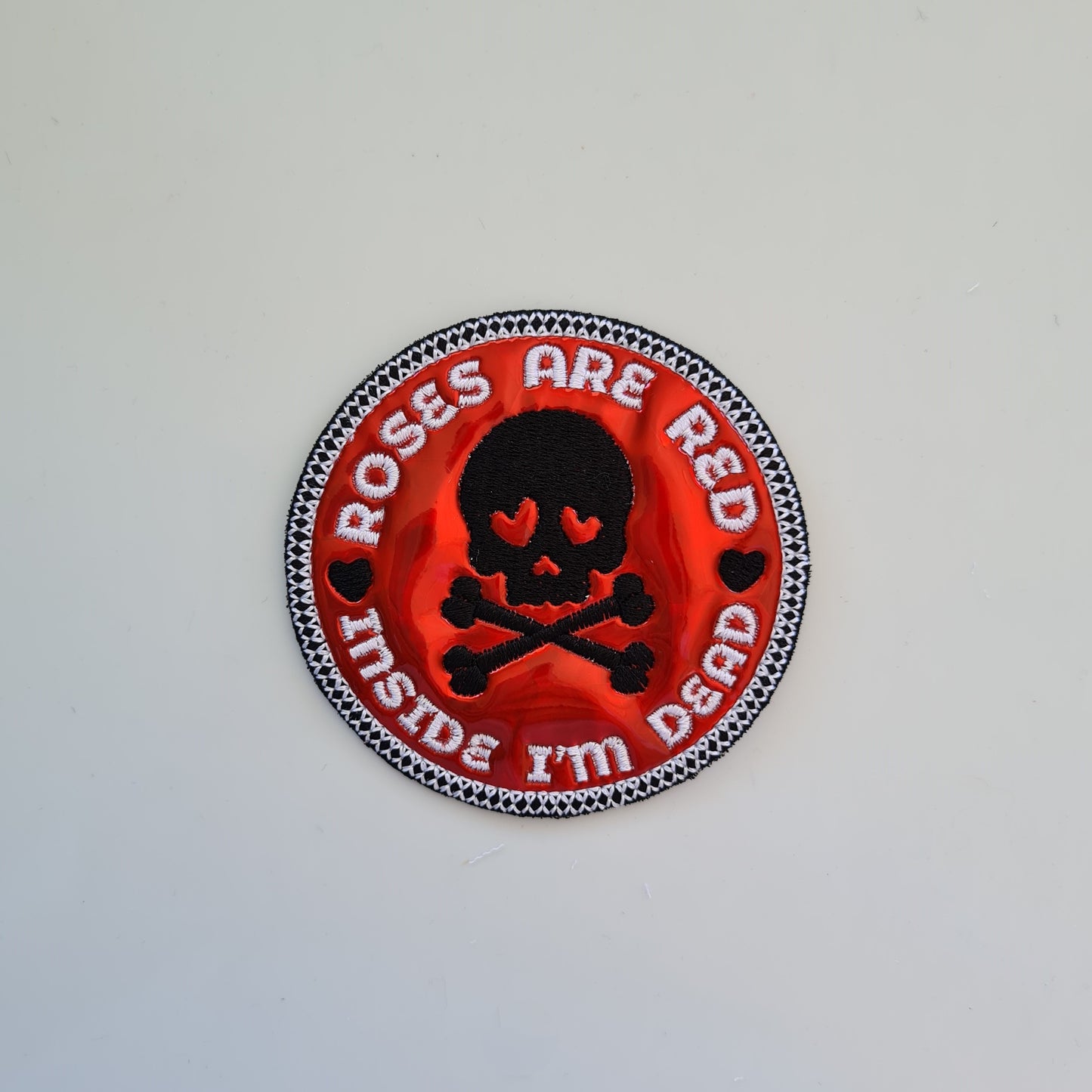 Embroidered Iron On Vinyl Large Patch Anti Valentine's Skull