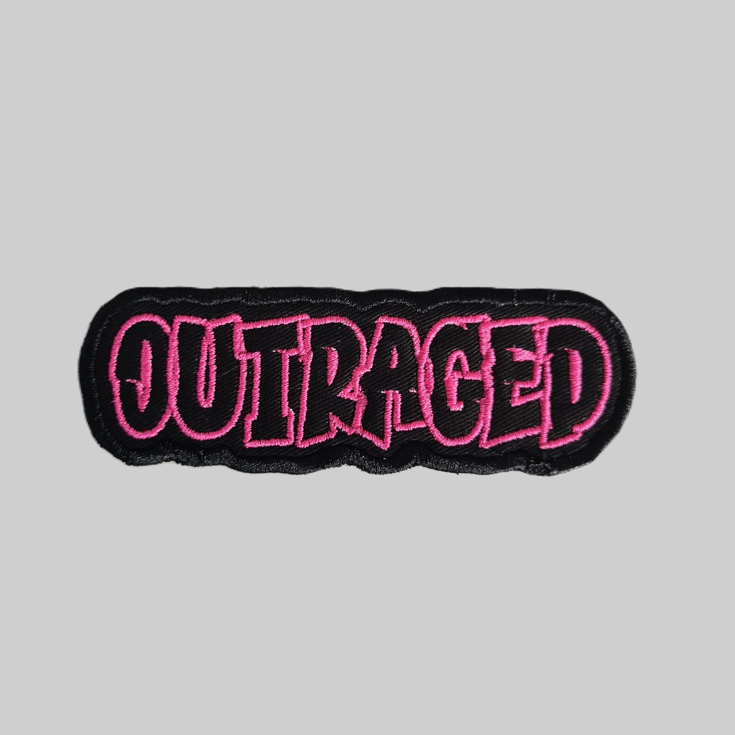 Embroidered Cloth Iron On 'Outraged' Patch