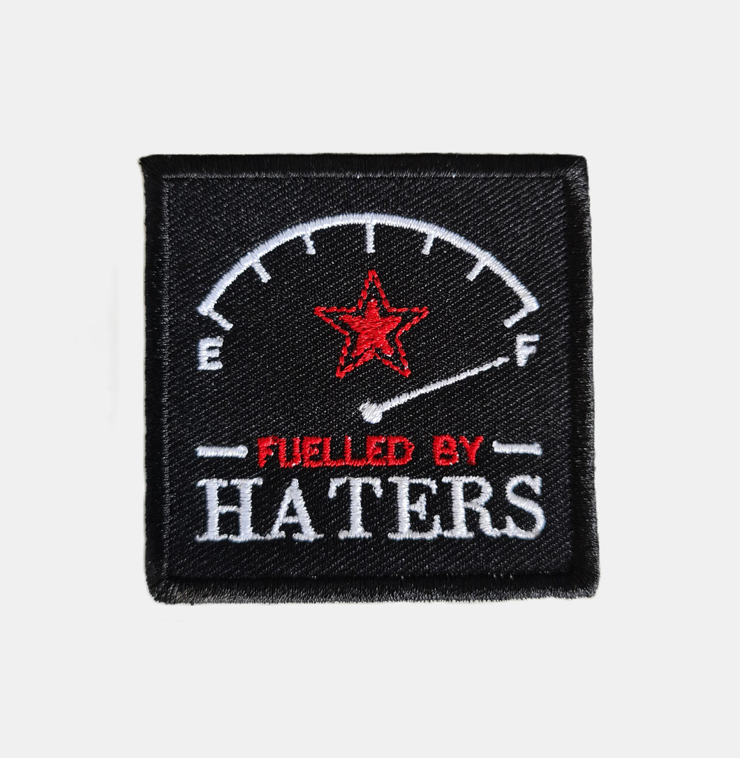 Embroidered Cloth Iron On Square Patch 'Haters'