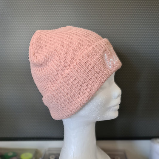 Warm Embroidered Ribbed Knit Beanie "just breathe"