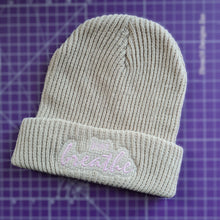 Load image into Gallery viewer, Warm Embroidered Ribbed Knit Beanie &quot;just breathe&quot;
