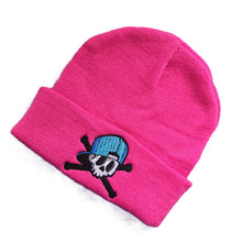 Load image into Gallery viewer, Skull Crew Acrylic Knit Beanie - Custom Embroidered Patch - Various Colours
