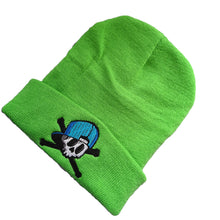 Load image into Gallery viewer, Skull Crew Acrylic Knit Beanie - Custom Embroidered Patch - Various Colours
