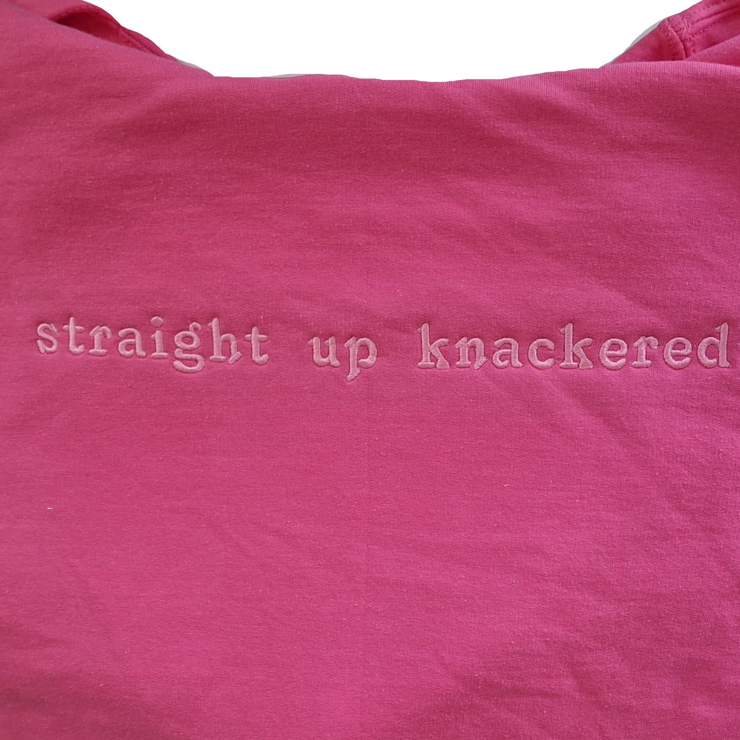 Knackered Embroidered Phrase Hoodie Sz L - Wear Your Mood