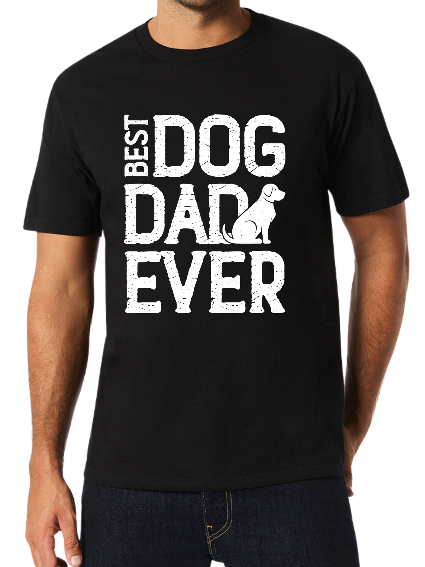 Best Dog Dad Ever Print Short Sleeve Tee