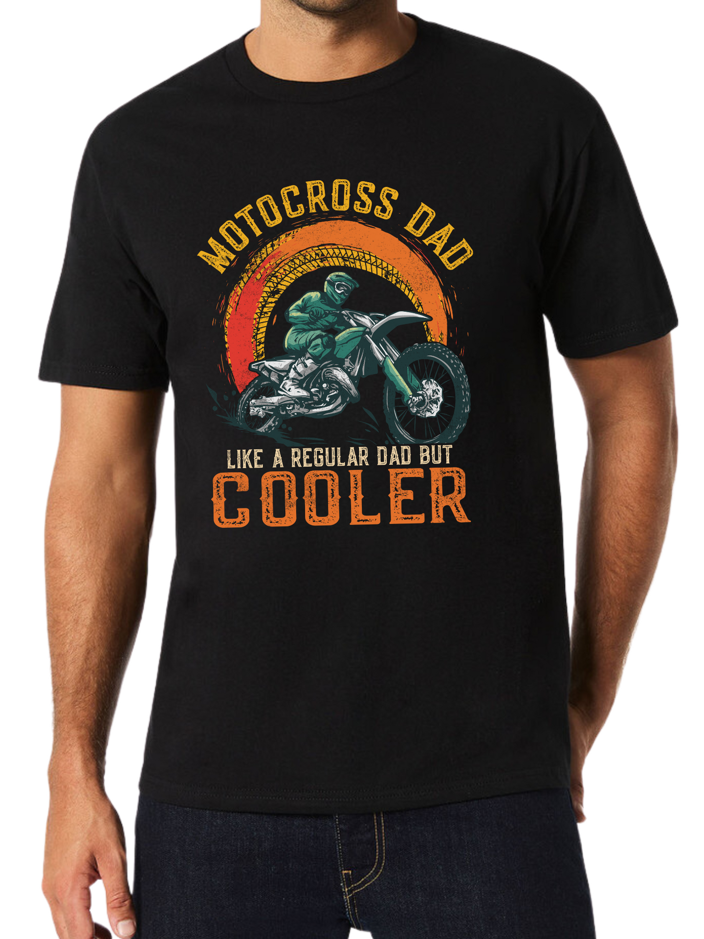 Adult Motocross Dad Print Short Sleeve Tee