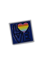 Load image into Gallery viewer, Embroidered Vinyl Iron On Square Patch Love Rainbow
