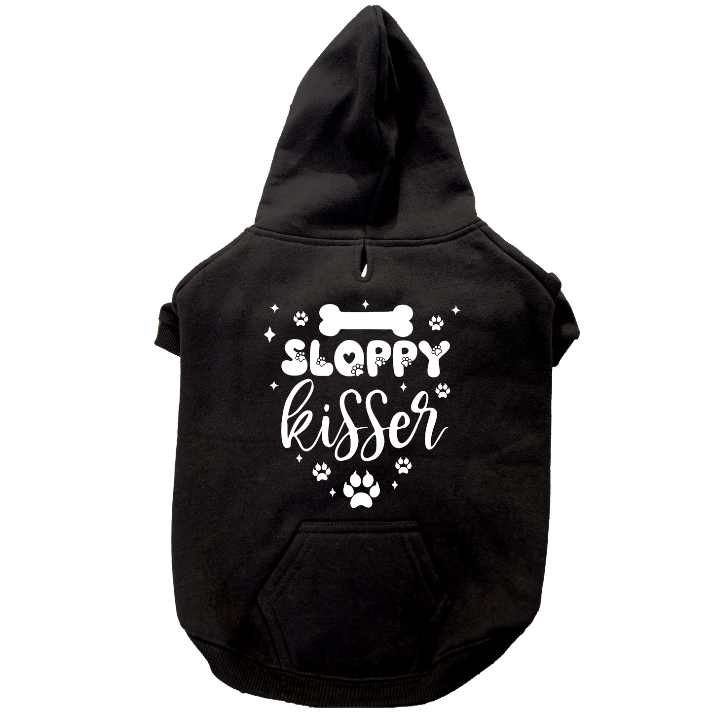 Funny Print Cosy Fleece Dog Hoodie – Adjustable Velcro Fit with Leash Hole