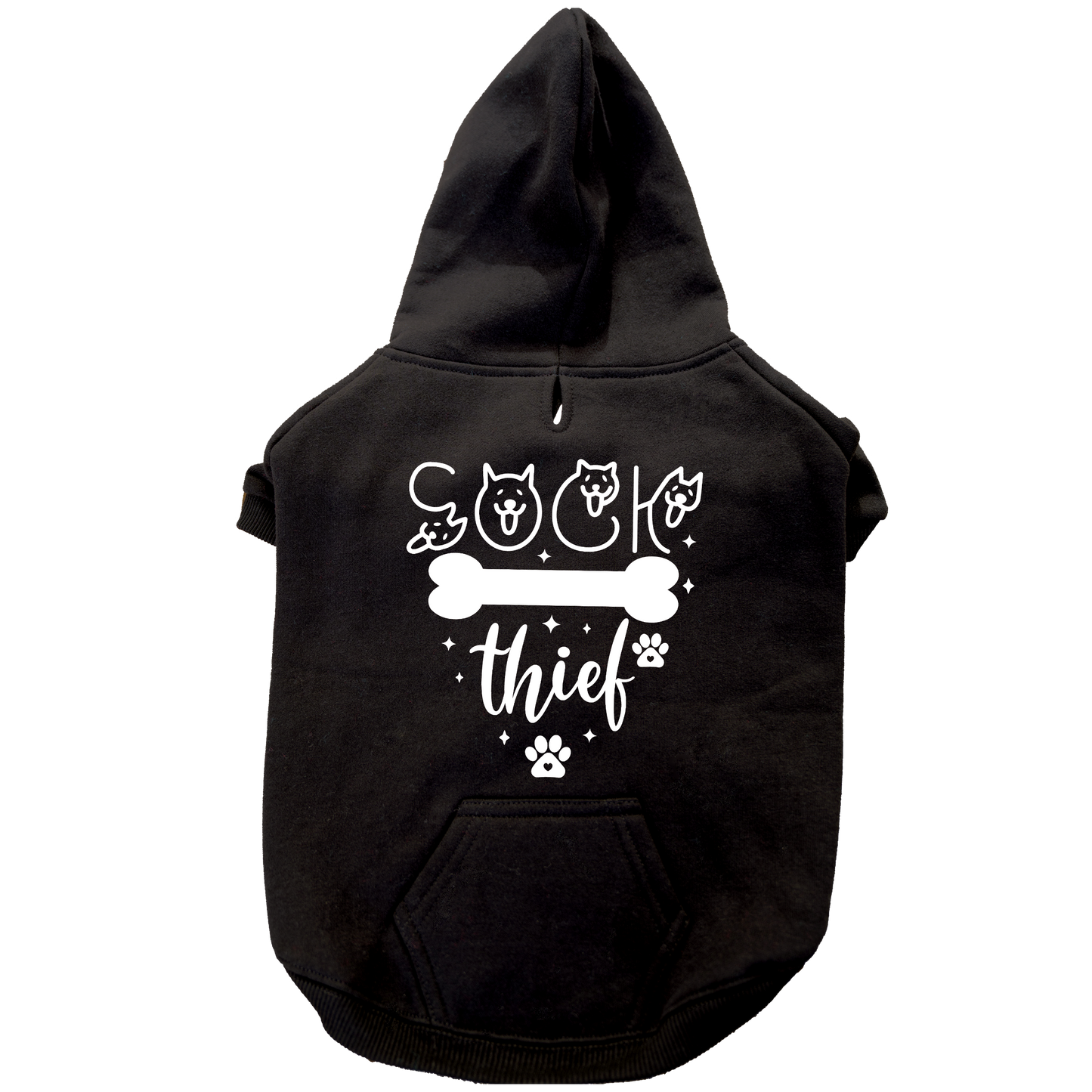Funny Print Cosy Fleece Dog Hoodie – Adjustable Velcro Fit with Leash Hole