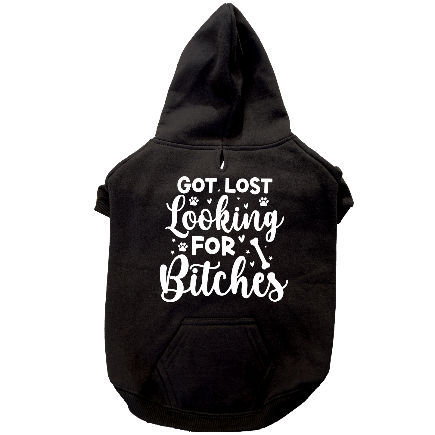 Funny Print Cosy Fleece Dog Hoodie – Adjustable Velcro Fit with Leash Hole