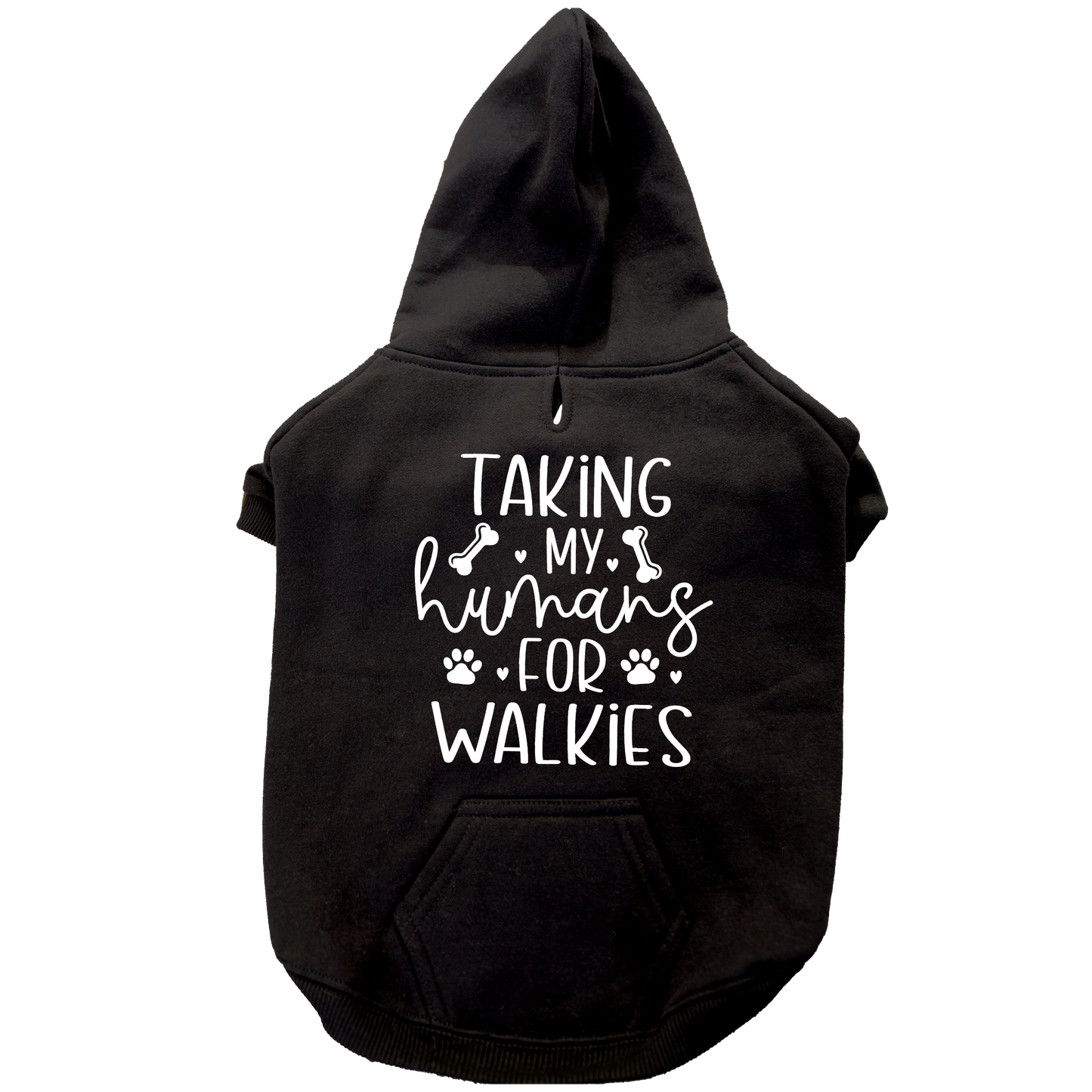 Funny Print Cosy Fleece Dog Hoodie – Adjustable Velcro Fit with Leash Hole
