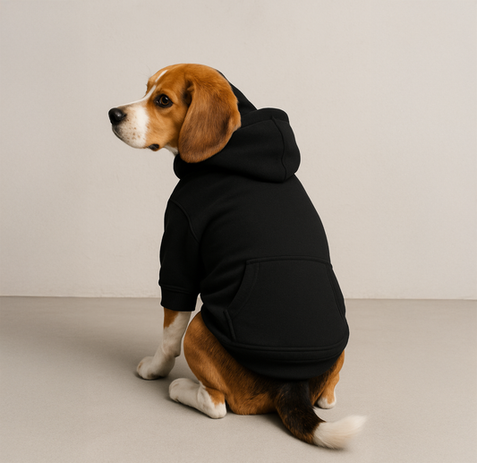 Funny Print Cosy Fleece Dog Hoodie – Adjustable Velcro Fit with Leash Hole