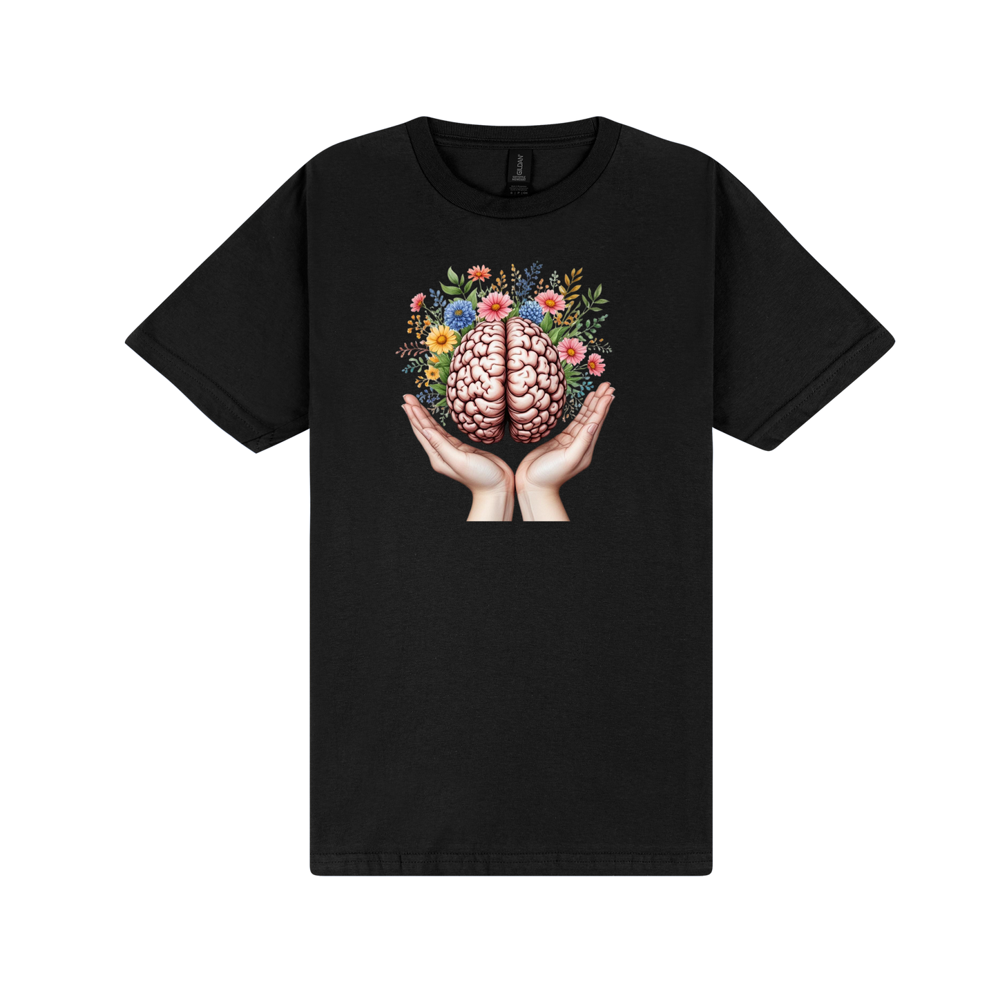 Flowery Brain T-Shirt - DTF Printed Gildan Unisex Tee - 100% Ring-Spun Cotton