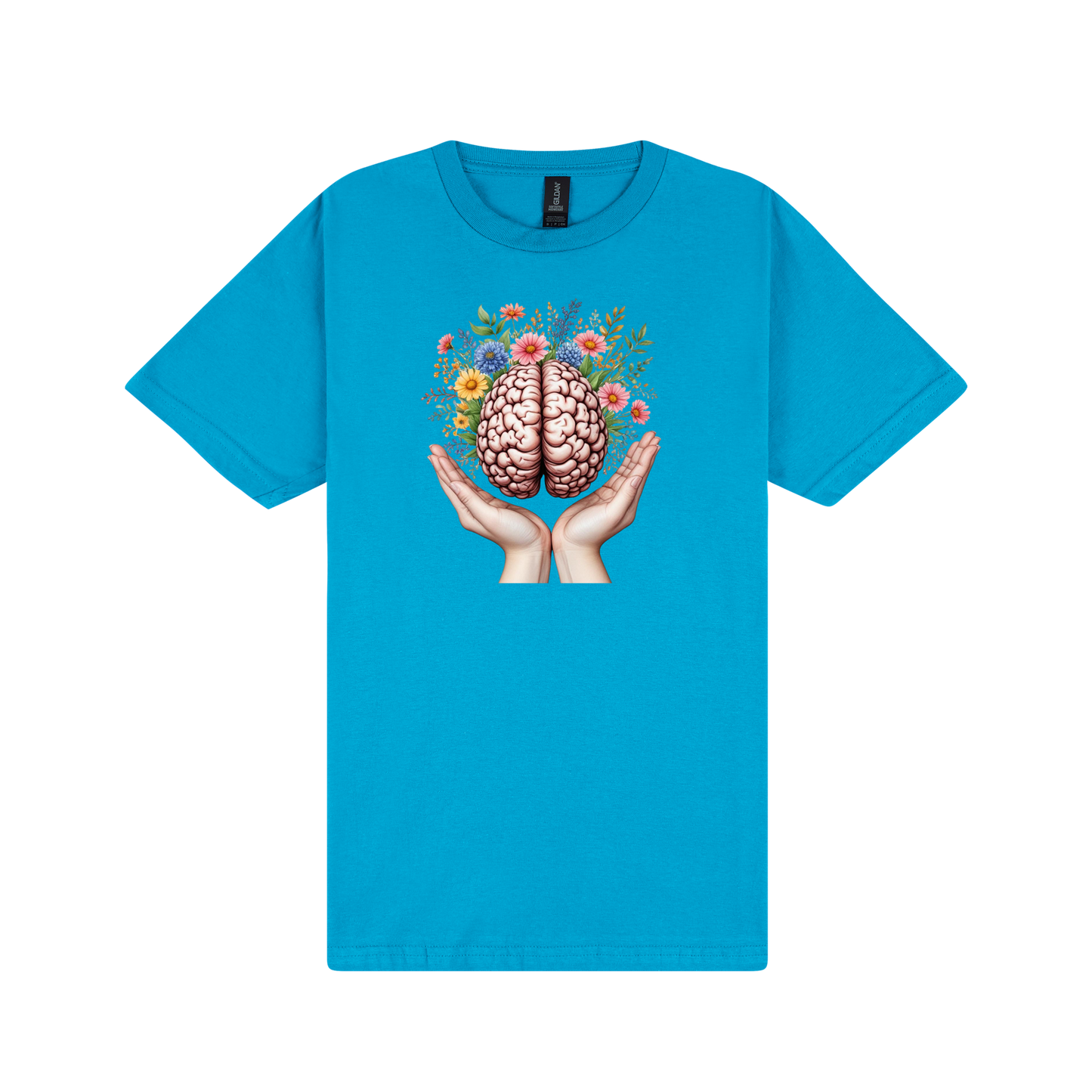 Flowery Brain T-Shirt - DTF Printed Gildan Unisex Tee - 100% Ring-Spun Cotton