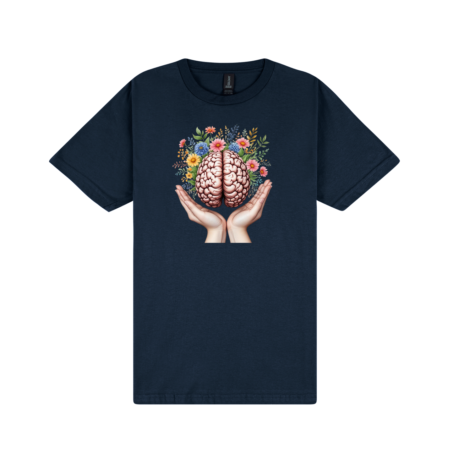 Flowery Brain T-Shirt - DTF Printed Gildan Unisex Tee - 100% Ring-Spun Cotton